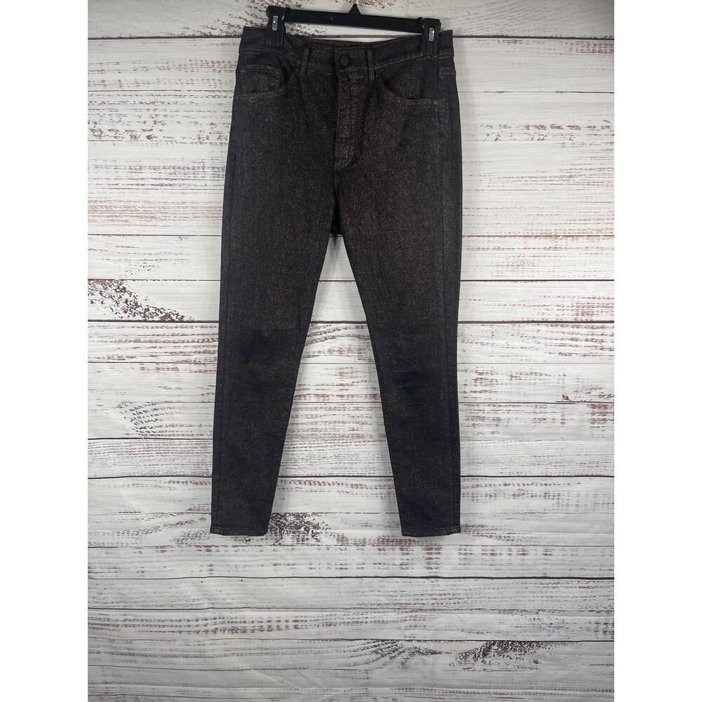 Express Jeans Womens 6R Black High Rise Skinny Glitter Stretch Denim Pants